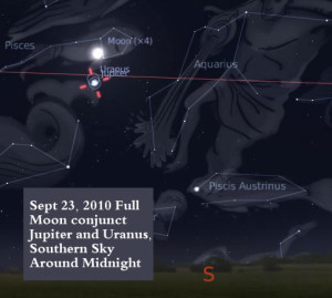 Sept 2010 Full Moon Conjunct Jupiter and Uranus